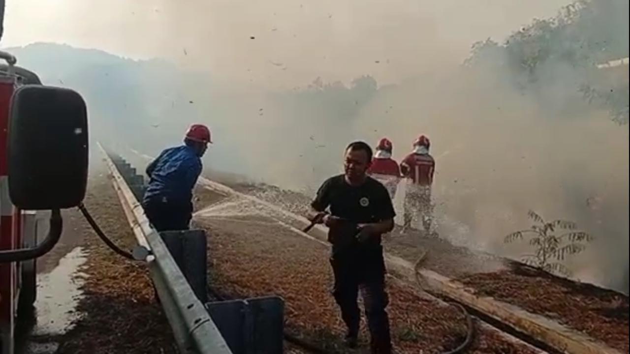 Kebakaran Lahan di Area Tol Cisumdawu Sumedang, Arus Lalin Sempat Terganggu