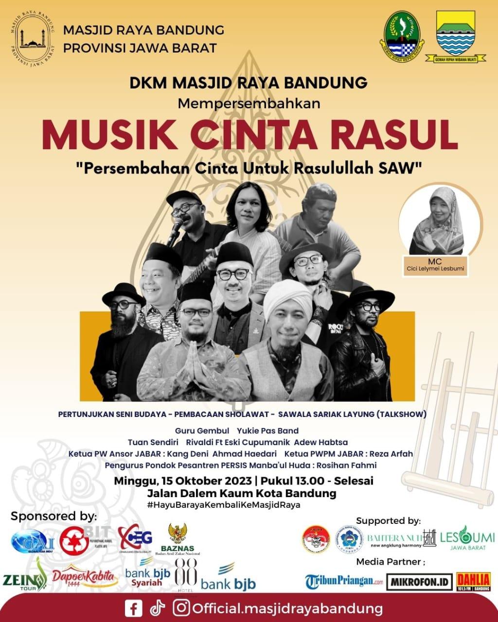 BESOK, DKM Masjid Raya Bandung Gelar Musik Cinta Rasul dan Sawala Sariak Layung