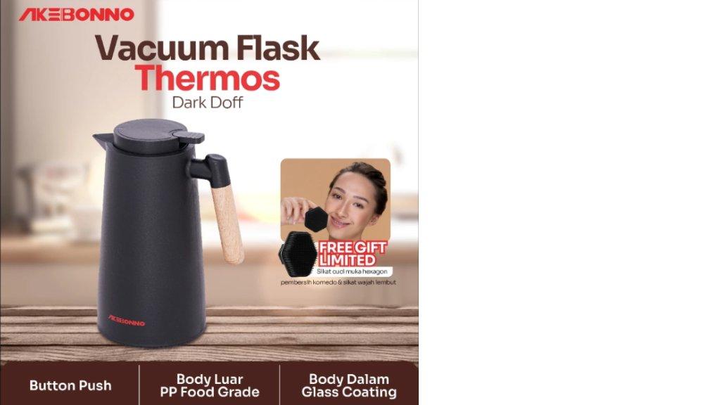 AKEBONNO - Vacuum Flask Thermos/Termos Air Panas Dingin 1L Black White Blue FOODGRADE