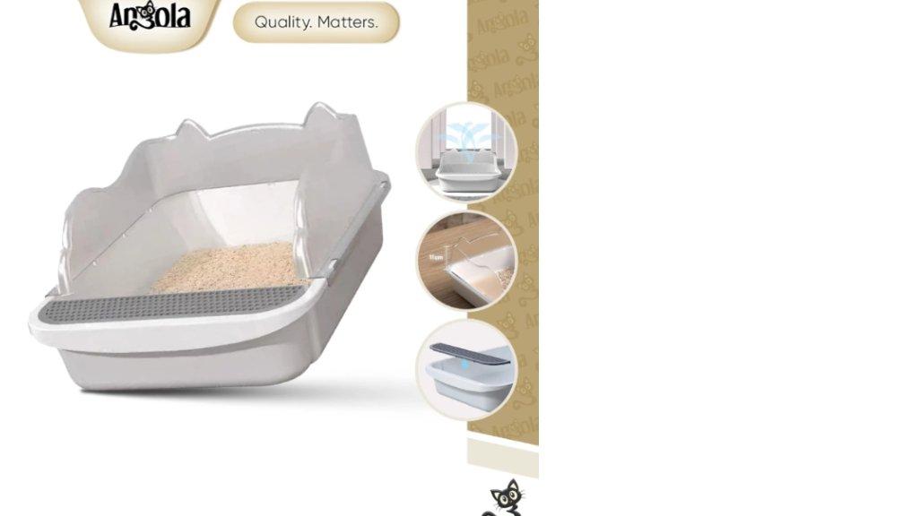 ANGOLA Pet Litter Box Open Top High Ceiling M61 Bak Toilet Pasir Kucing Anjing Desain Terbuka Dengan Pembatas Tinggi FREE SEKOP