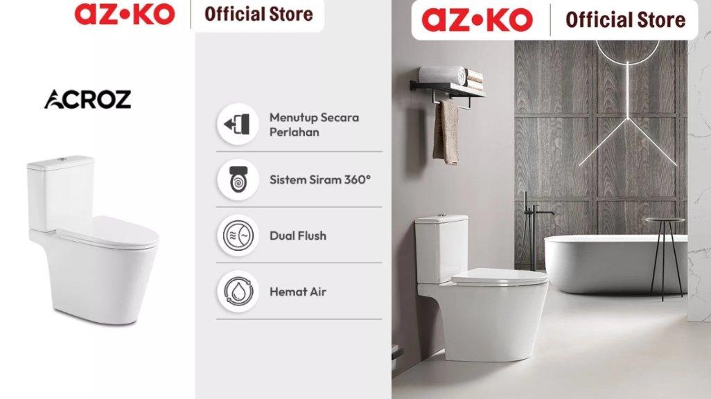 AZKO Acroz Kloset Duduk Tornado Siphonic Duo Block A8856 - Putih Sitting Toilet Wc Duduk