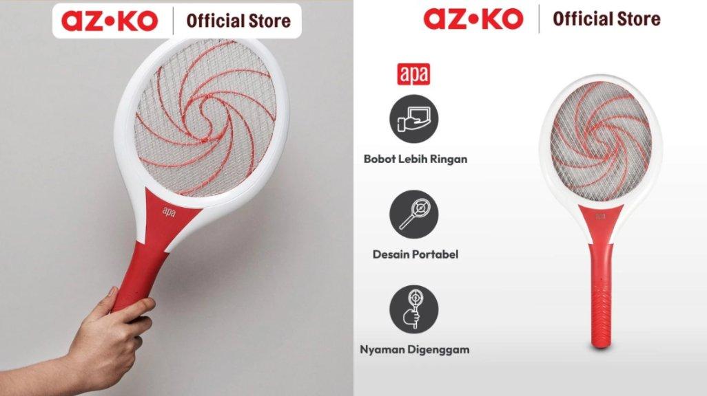 AZKO Apa Raket Nyamuk Swatter - Merah Pengusir Serangga Raket Pembasmi Nyamuk Elektrik Insect Killer