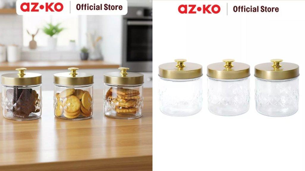 AZKO Culinart Artic Stoples Kaca 550 Ml Set 3 Pcs Transparan