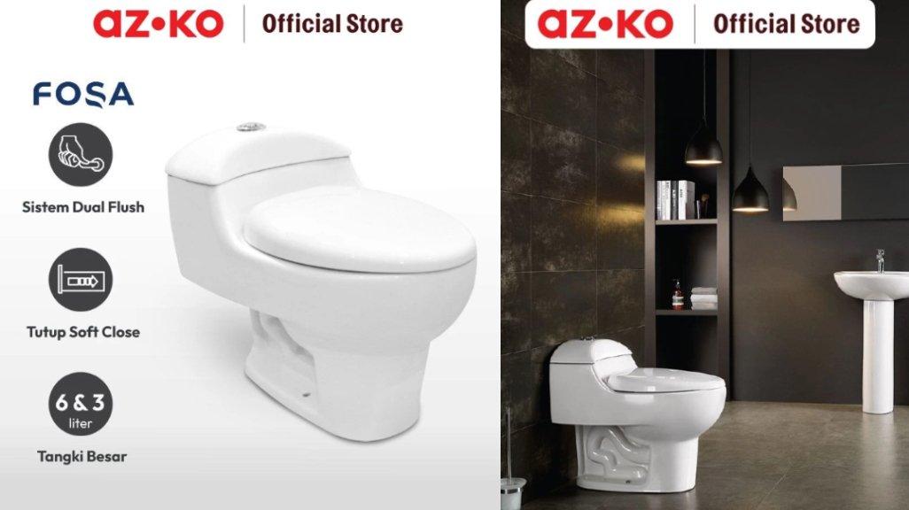 AZKO Fosa Kloset Duduk Monoblock Siphonic Ac815 Sitting Toilet Wc Duduk Perlengkapan Kamar Mandi Bathroom Tools