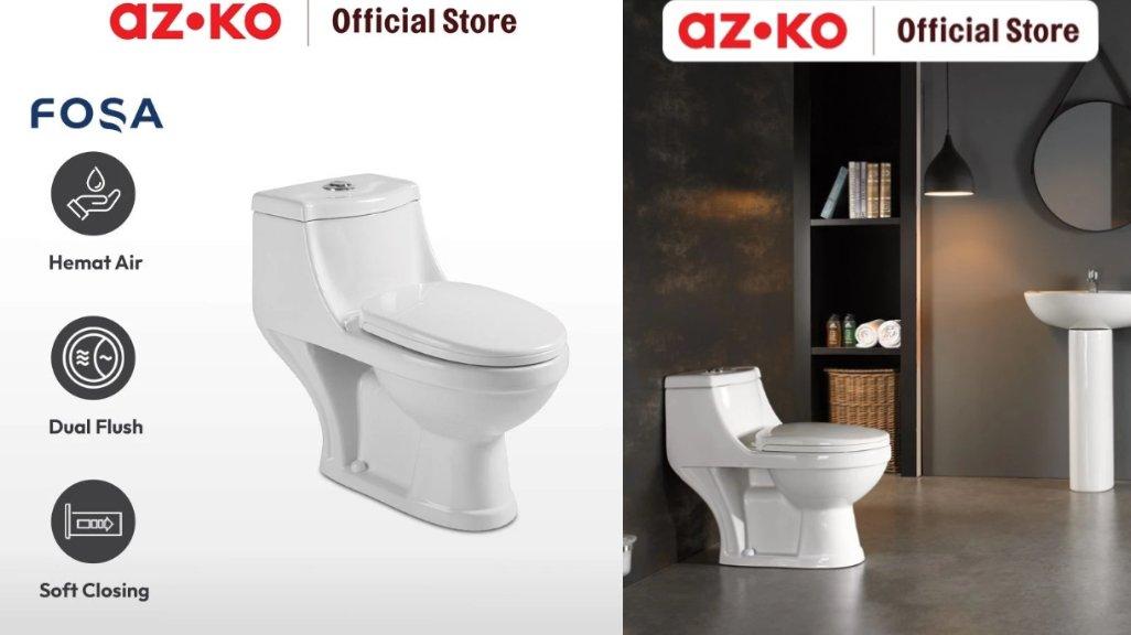 AZKO Fosa Kloset Duduk Washdown Monoblock A2156 - Putih Sitting Toilet Wc Duduk