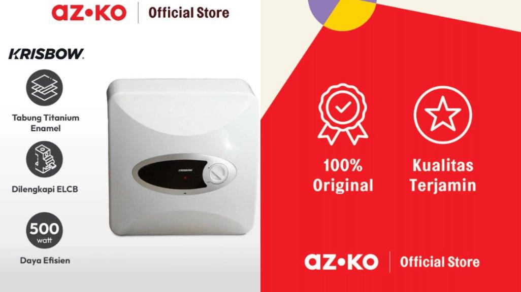 AZKO Krisbow Water Heater Listrik 200 watt Kwh 10 Liter