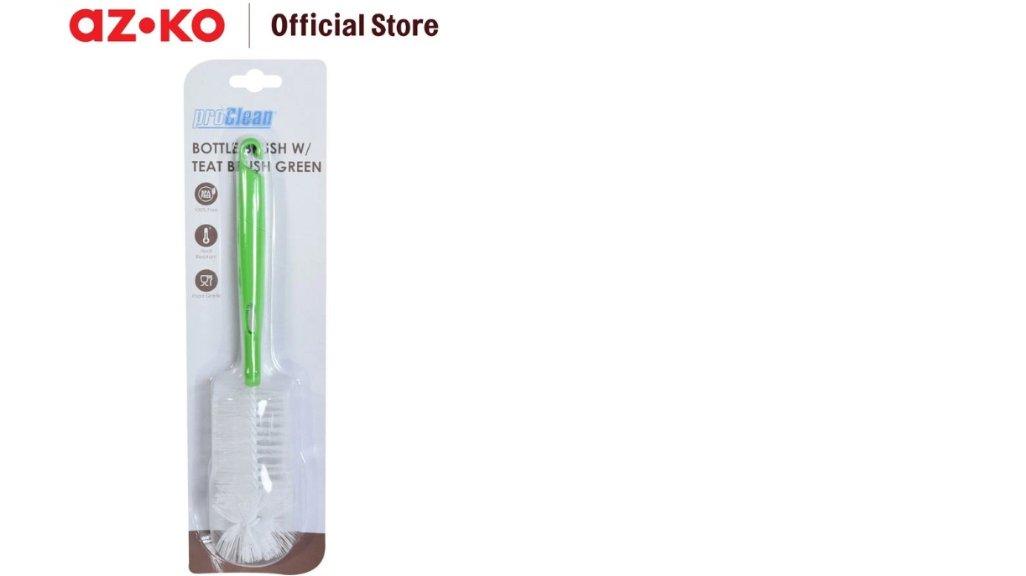 AZKO Proclean Sikat Botol Dengan Teat Brush - Hijau Bottle Cleaning Brush Sikat Pembersih Tempat Minum