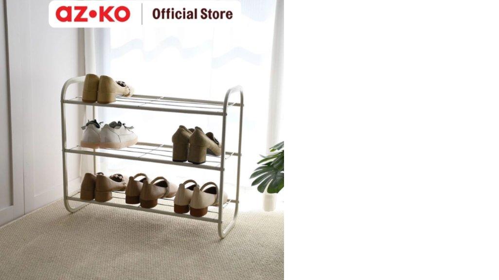 AZKO Stora Rak Sepatu 3 Tingkat - Putih Ivory Shoe Rack
