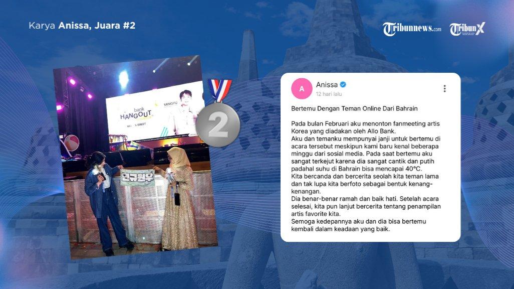 Anissa, pemenang kedua, rutin berbagi cerita serunya: nonton konser Seventeen, ke Dusun Bambu, hingga jalan-jalan ke Malioboro.