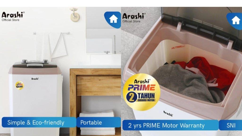 Arashi Laundry AWM 452A Washing Machine Top Loading 1 Tabung Kapasitas 4.5 KG