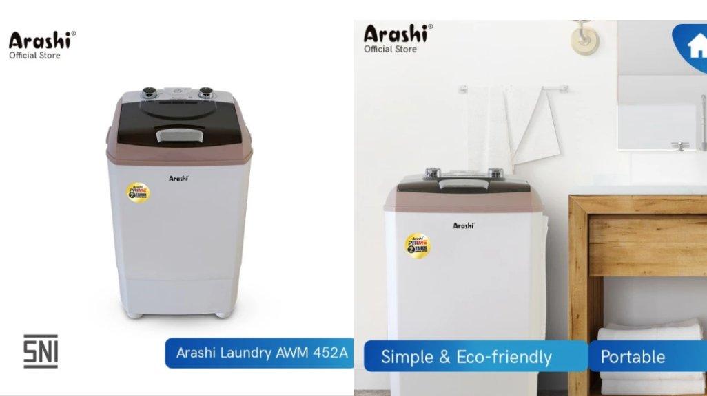 Arashi Laundry AWM 452A Washing Machine Top Loading 1 Tabung Kapasitas 4.5 KG