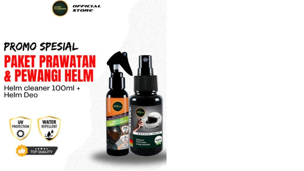Auto Dazzling Paket Bundling Helm Cleaner Pembersih Pengkilap Kaca Visor dengan Parfume Helm Deo