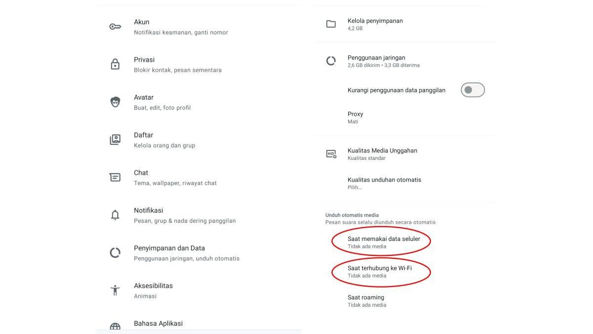 Ilustrasi mematikan fitur Auto-Download Media di WhatsApp