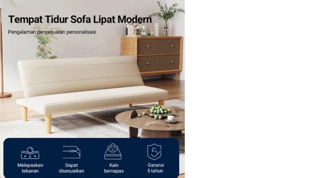 Avenco Sofa Bed Lipat Modern Kain Linen Ramah Lingkungan Kerangka Kayu Solid Tanpa Formaldehida Stabil dan Tahan Lama