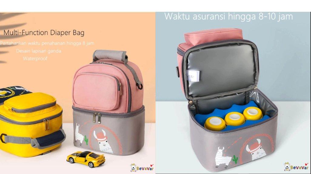 BEVAVAR Cooler Bag Asi Multifungsi Diaper Bag Bayi Free Ice Packs