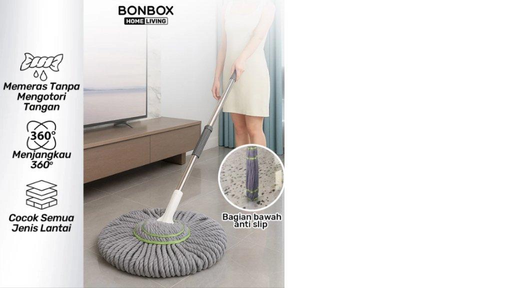 BONBOX Homeliving - Alat Pel Putar Otomatis Magic Twist Mop Pel Lantai Peras Otomatis BCT3802