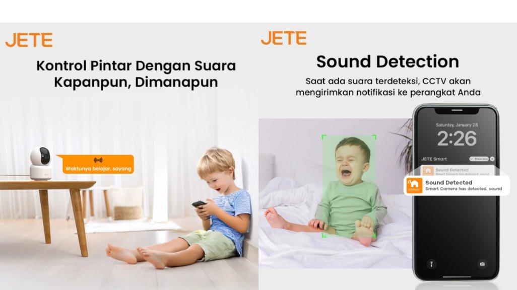 CCTV JETE CT3 Kamera CCTV Indoor 2MP Smart Camera Night Vision CCTV Wifi Jarak Jauh Lewat HP With Motion Deteksi Gerakan
