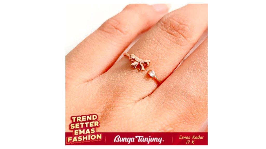 CINCIN TWIN PITA UNTIR BLINK YU - EMAS 17K - BUNGA TANJUNG GOLD