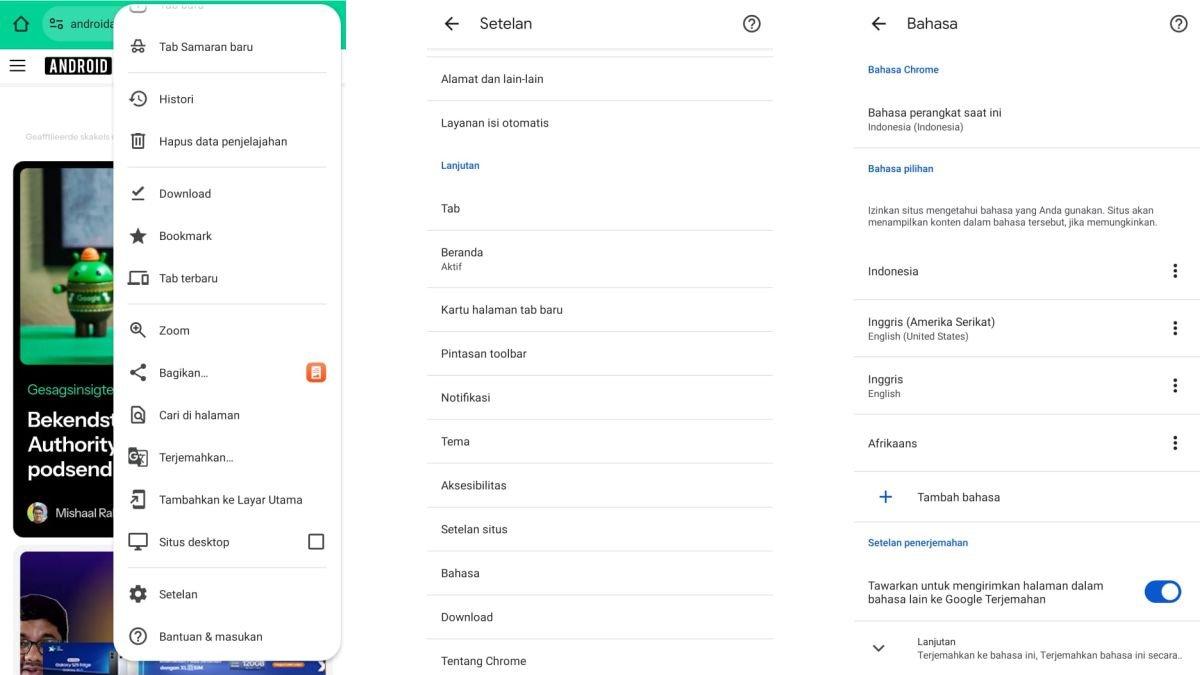 Ilustrasi mengecek Pengaturan Bahasa di Google Chrome