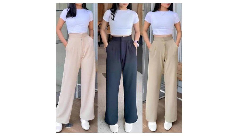 Celana Wanita Coozie Kulot Knit Loose Pants Korean Style Highwaist
