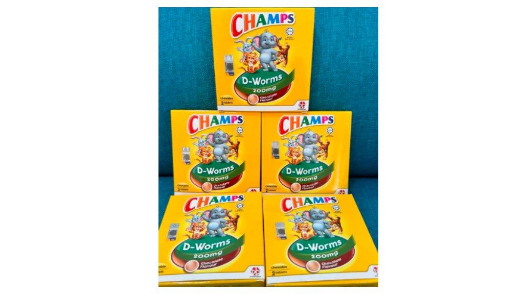 Champs D Worms 200mg Obat Cacing Original Malaysia - Isi 2 Tablet