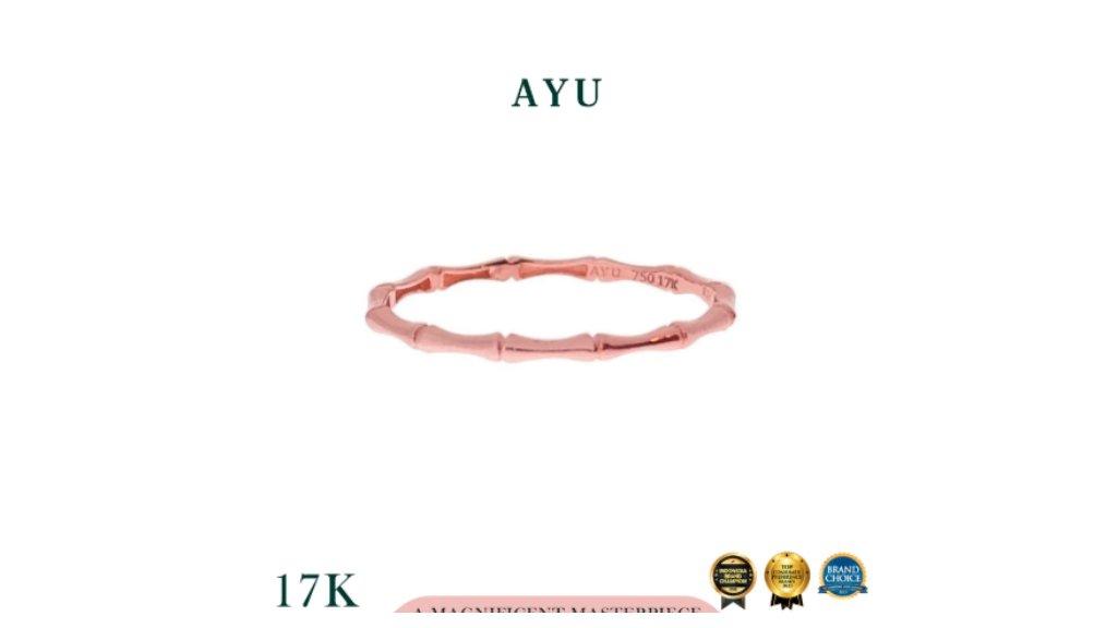 AYU Cincin Emas - Bamboo Stack 17K Rose Gold