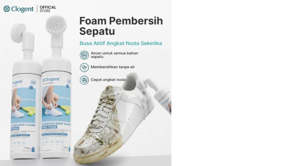Clogent Foam Pembersih Sepatu Paling Ampuh 10x Lipat Tanpa Air Foam Cleaner + Sikat