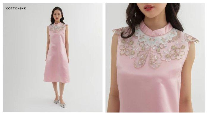 Dress dari Cottonink punya keunikan aksen kerah yang khas.