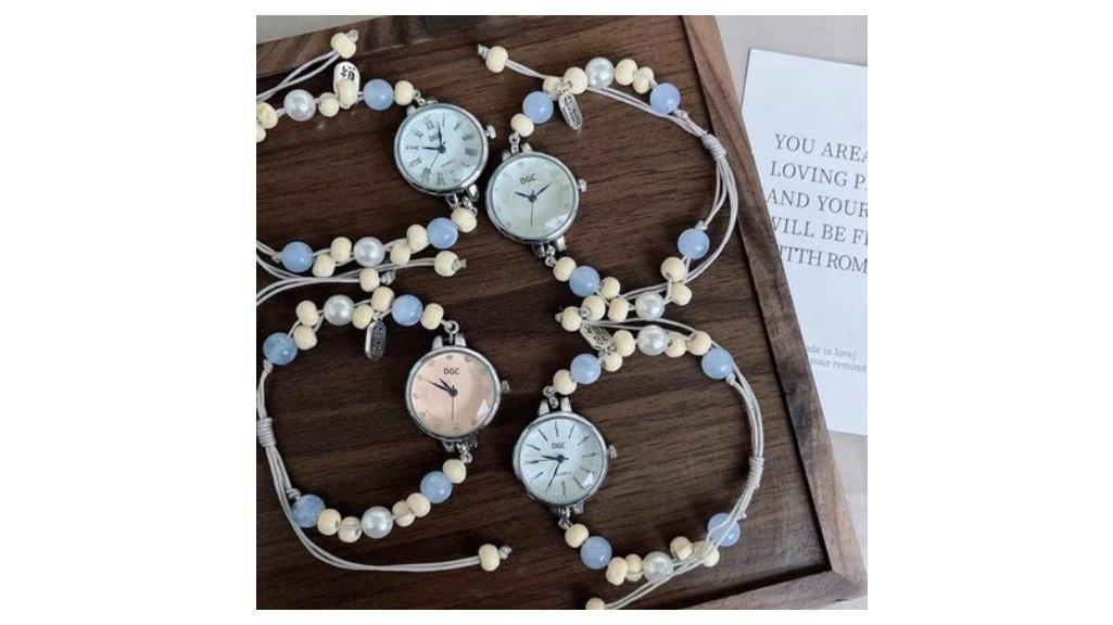 DGC W463 Jam Tangan Quartz Wanita Serut Mewah Gelang Analog Adjustable Rantai Stainless Steel Fashion