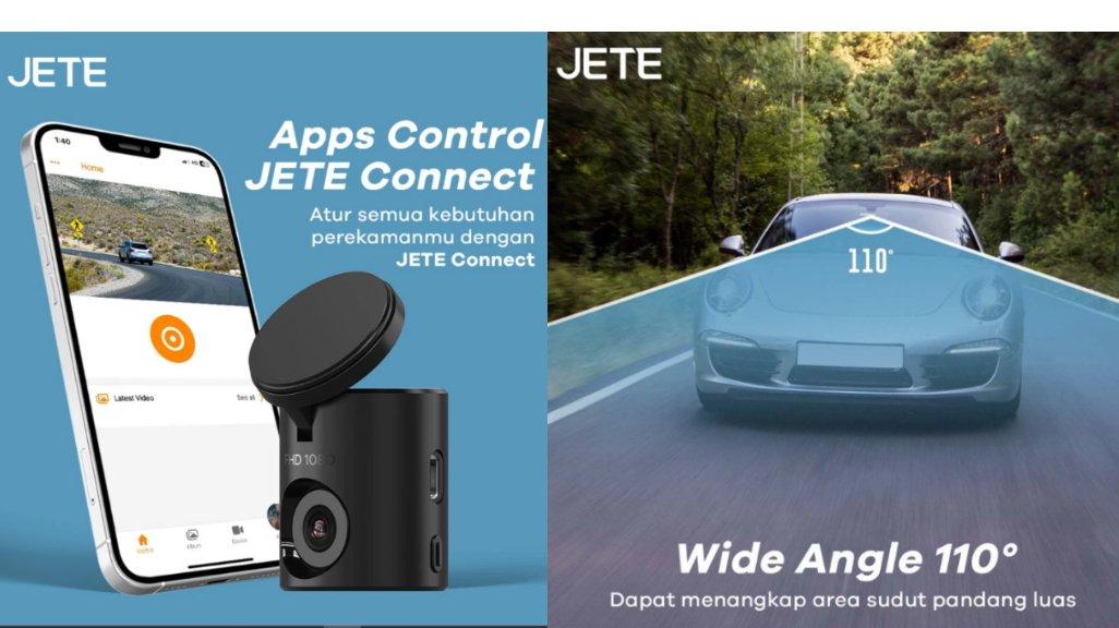 Dashcam Mobil 1080p FHD JETE DC101 Dual Channel with Apps Control , G Sensor Mode, and Loop Recording - Garansi 2th