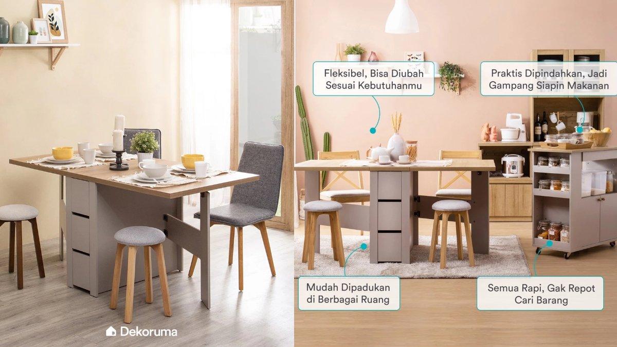 Dekoruma Yver Meja Makan Kayu Lipat Minimalis
