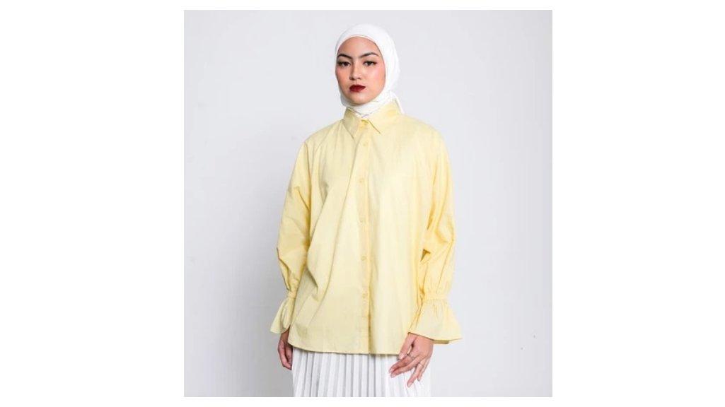 (Dope and Adapt) - Sitha Shirt Baju Atasan Wanita Oversize Kemeja Wanita Tangan Panjang Basic Kasual