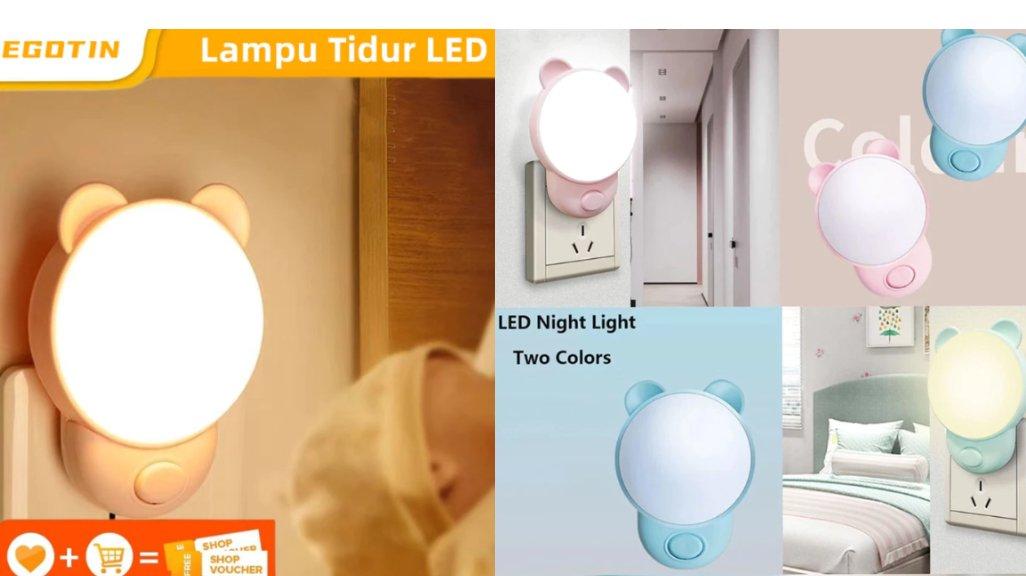 EGOTIN Lampu Tidur LED Night Light Lampu Malam LED 2 Warna Karakter Beruang