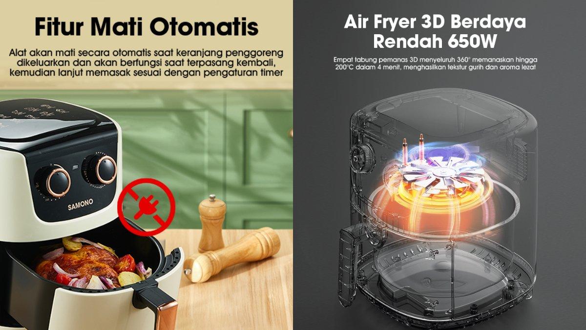 Fitur SAMONO Air Fryer 4 Liter SW-AFW04.