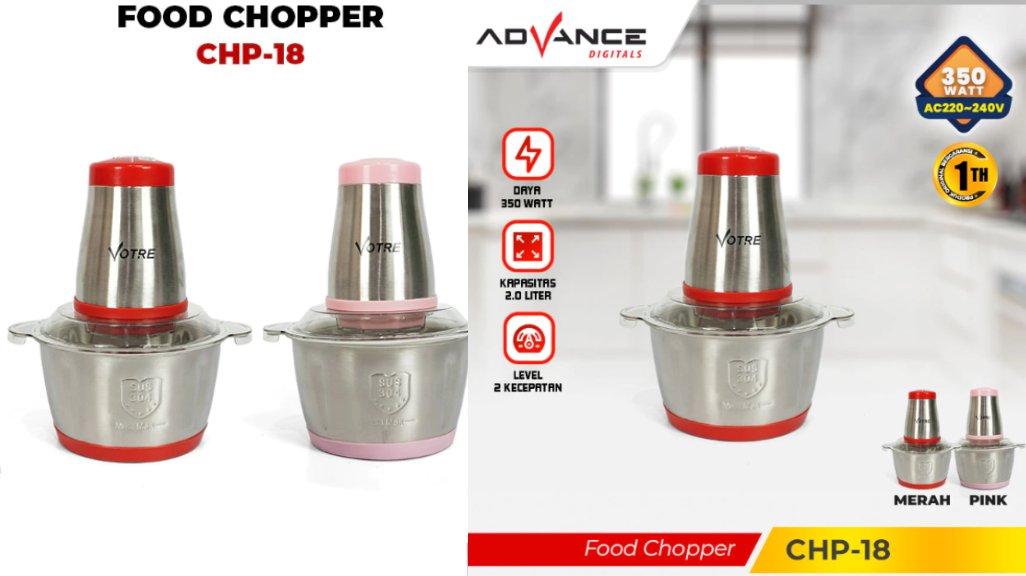 Food Chopper Votre CHP18 alat Penggiling Daging Sayur dan Buah ukuran 2L Garansi 1 Tahun