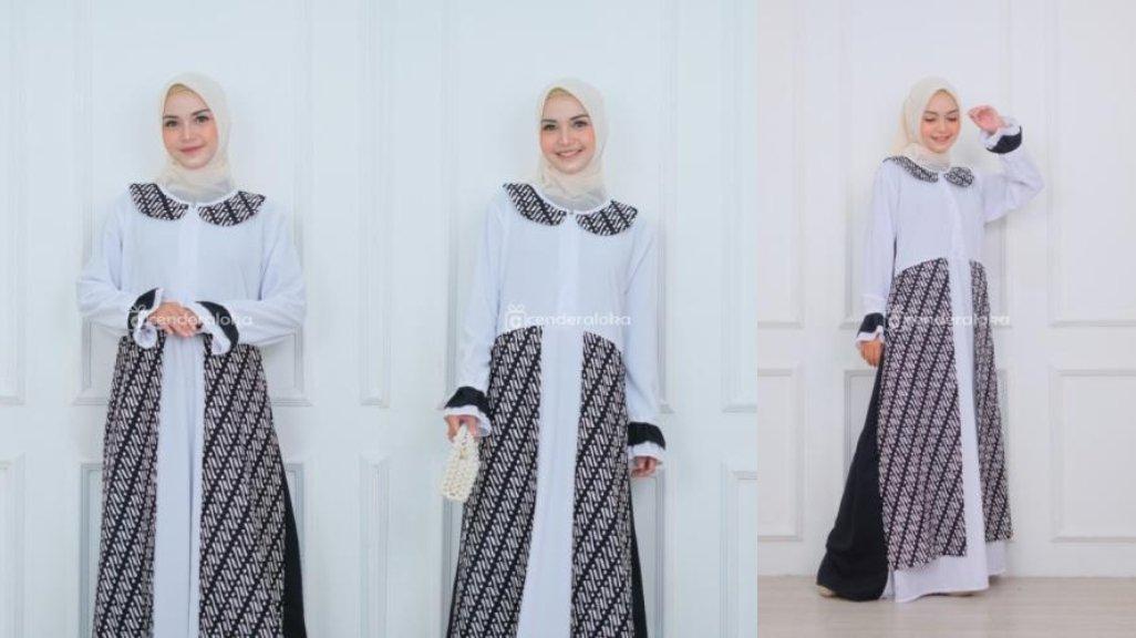 Gamis Batik Motif Parang Kombinasi Wolfis Lux Motif