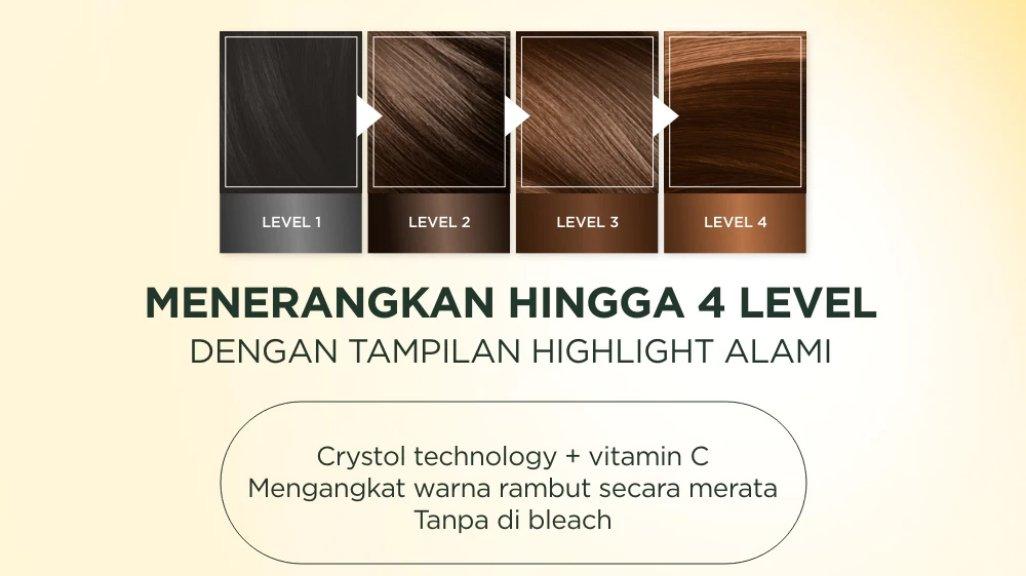 Garnier Color Naturals Hairlighter menerangkan rambut hingga 4 level.