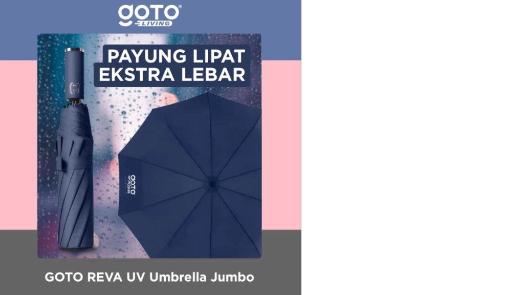 Goto Reva Payung Lipat Umbrella Otomatis Polos Besar Anti UV Jumbo