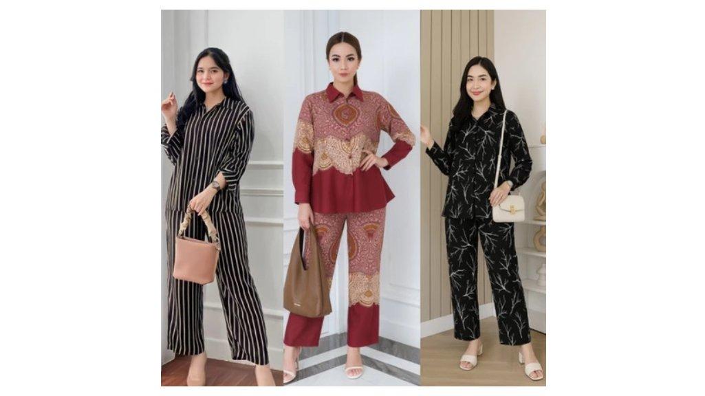 HANAWEAR.ID - Piyama One set Wanita Kekinian Rayon Setelan Wanita Pakaian wanita Lengan Panjang