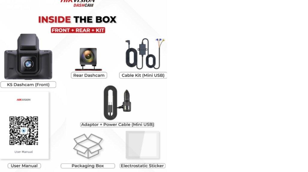 HIKVISION K5 Dash Cam 2K Touch Screen HD Dual Channel Clear Night Vision Dashcam Mobil