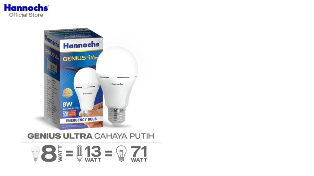 Hannochs Lampu Emergency Bohlam LED GENIUS Ultra 8W Cahaya Putih