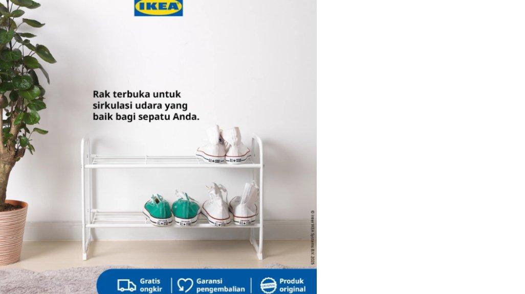 IKEA BIBBLIS Rak Sepatu Putih Minimalis Bahan Baja 60x26x40 Cm