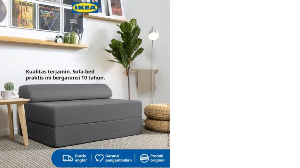 IKEA NYKIL Sofa Bed Abu-Abu Tua 2 Dudukan Minimalis