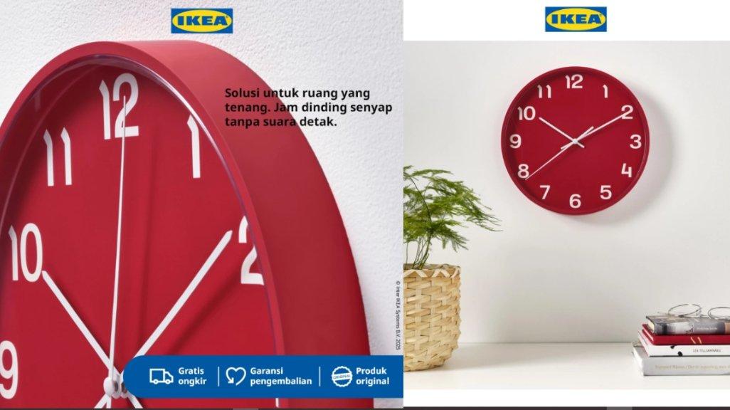 IKEA PLUTTIS Jam Dinding Klasik Voltase Rendah 28cm - Merah