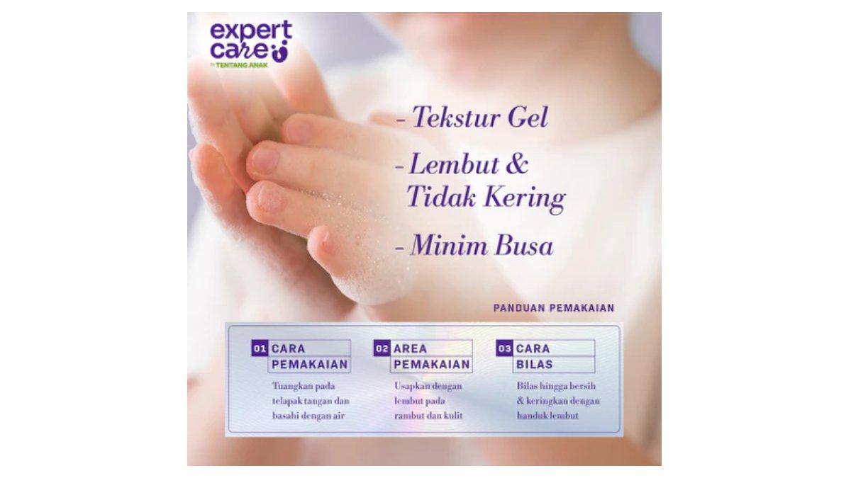 Ilustarsi cara pemakaian Expert Care 2in1 Shampoo and Body Wash 250ml