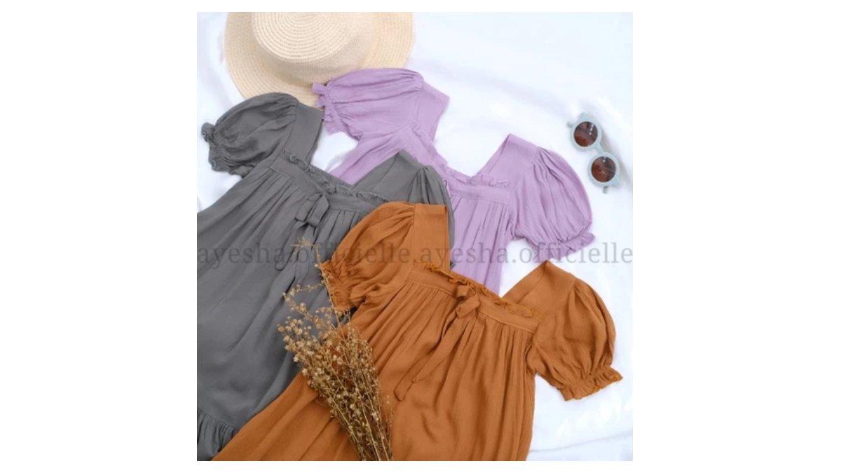 Ilustrasi Ayesha- Kinan, dress anak perempuan rayon crinkle