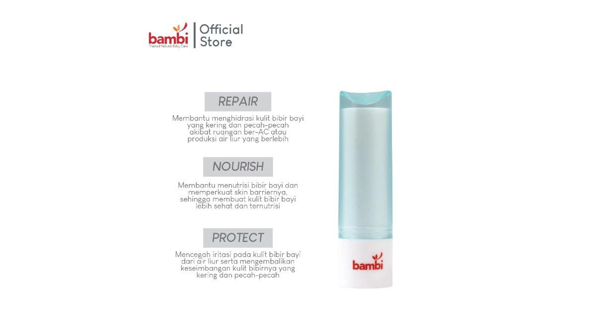 Ilustrasi Bambi Baby Vegan Lip Balm untuk kulit kering dan sensitif