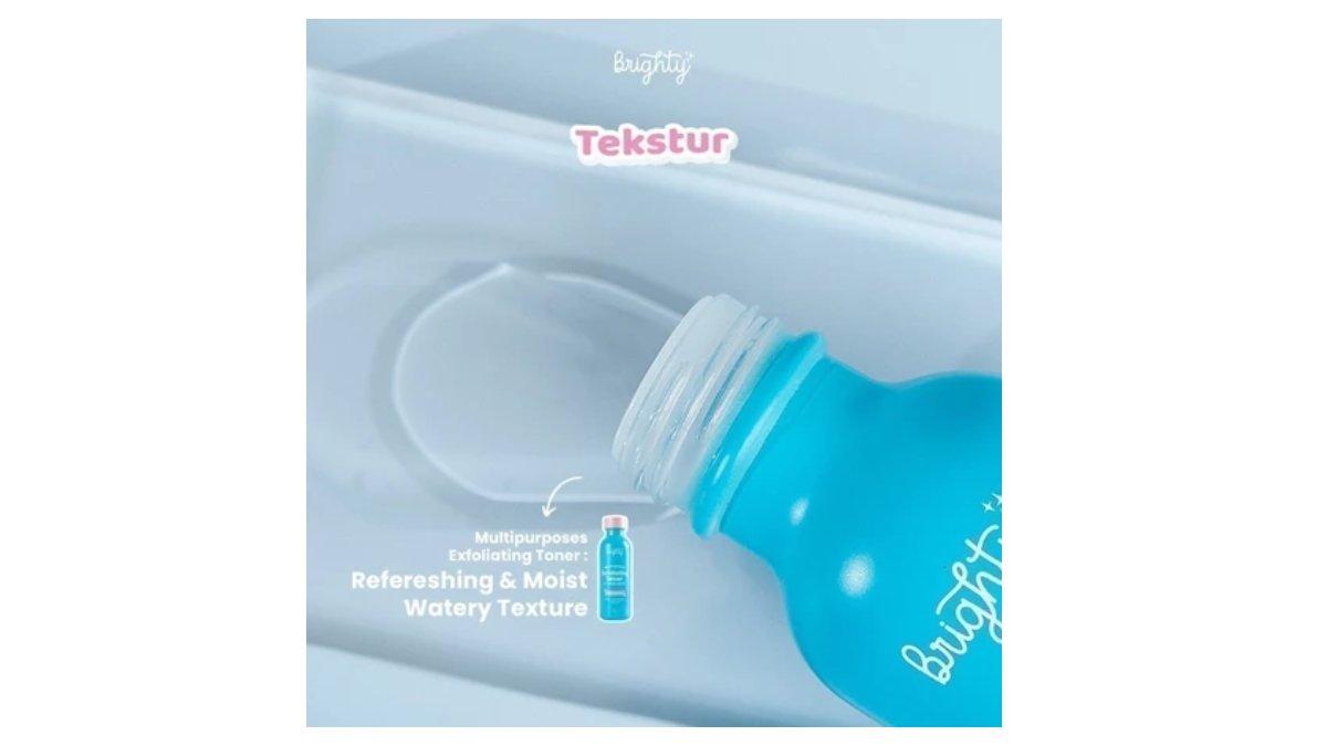 Ilustrasi Brighty Multipurpose Exfoliating Toner yang moist watery texture