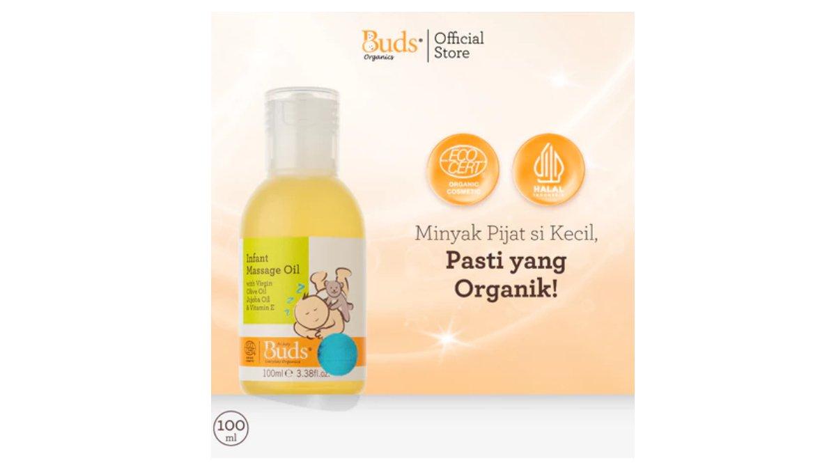 Ilustrasi Buds Organics Infant Massage Oil untuk memijat bayi
