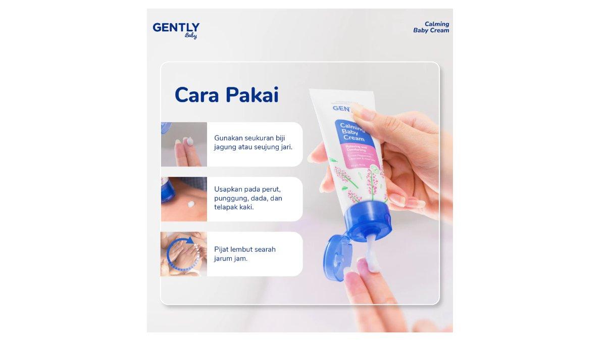 Ilustrasi cara pakai dari produk Gently Baby Calming Baby Cream